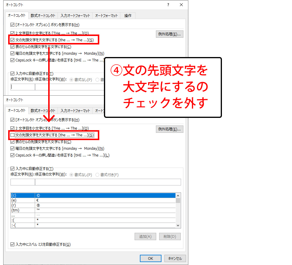 Wordでアルファベット先頭文字が大文字に変換されないようにする ホームページ制作 オフィスオバタ