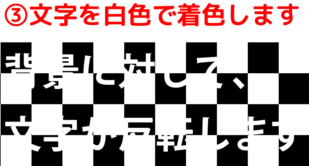 Illustrator背景の色と反転する文字を作る ホームページ制作 オフィスオバタ